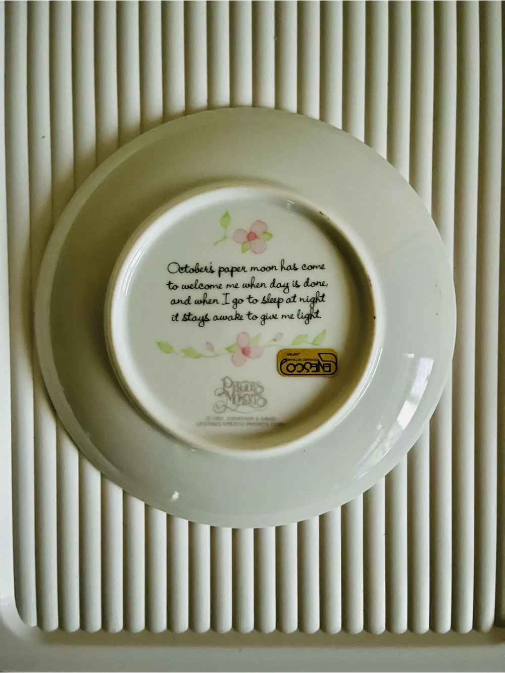 Vintage Enesco Cream and Gold October Decorative Wall Plate - Precious Moments